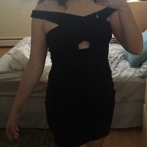 Express off the shoulder body con dress